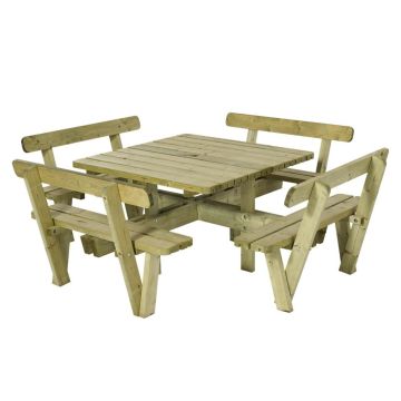 Square picnic table 8 seats 237cm with backrest Square picnic table 8 seats 237cm with backrest