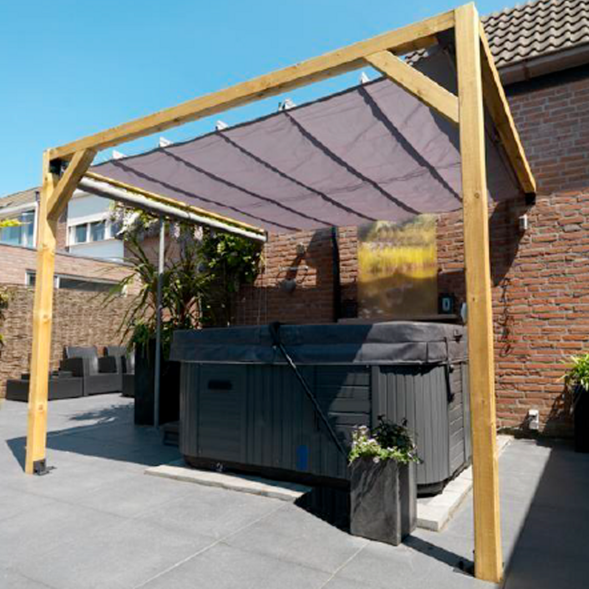 Waterproof retractable pergola canopy Waterproof retractable pergola canopy